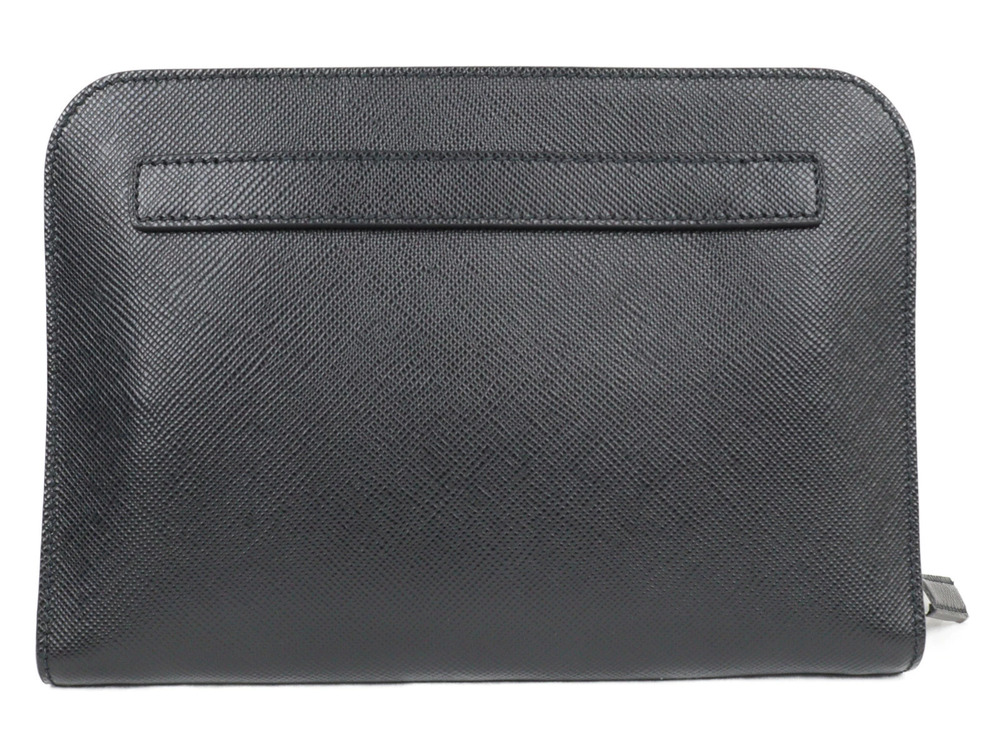 Prada black clutch leather bag Shoulder Black
